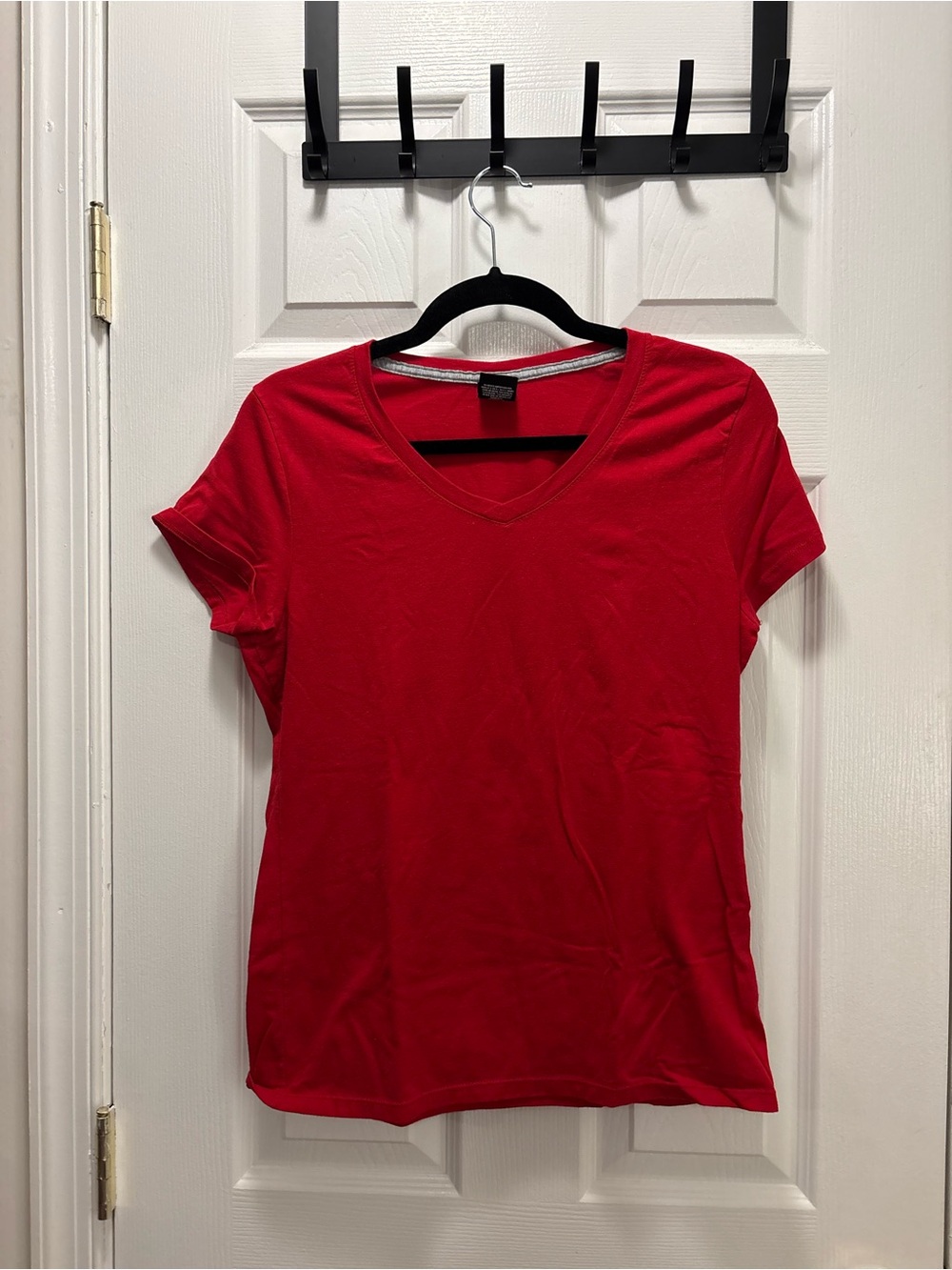 Hanes Red V-Neck Short Sleeve Tee